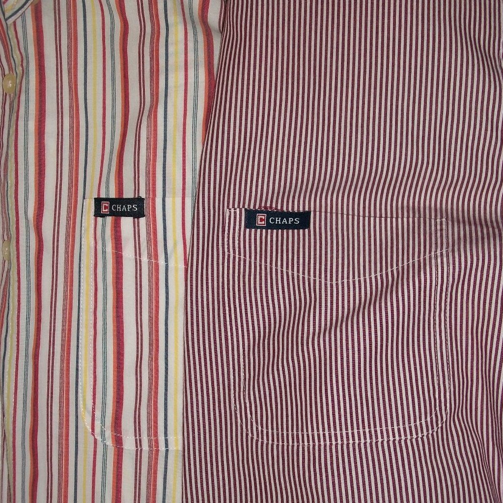 Chaps Easy Care Mens LS Shirts LOT of 2 Size LARGE EUC